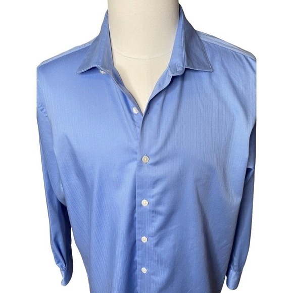 Kenneth Cole Reaction Blue Long Sleeve Button Up Dress Shirt Men's 17 32-33 - Picture 7 of 7